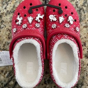Crocs - classic lined holiday charm clog.